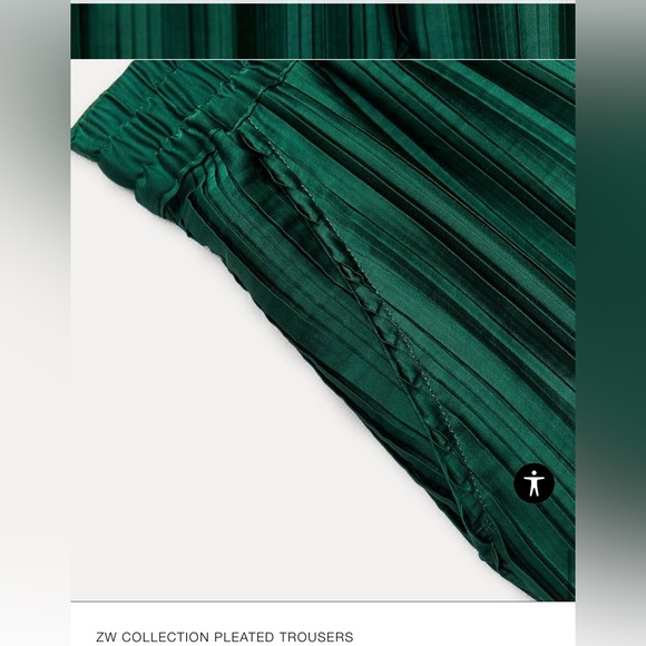 Zara Pleated Green Trousers NWT - Picture 7 of 10